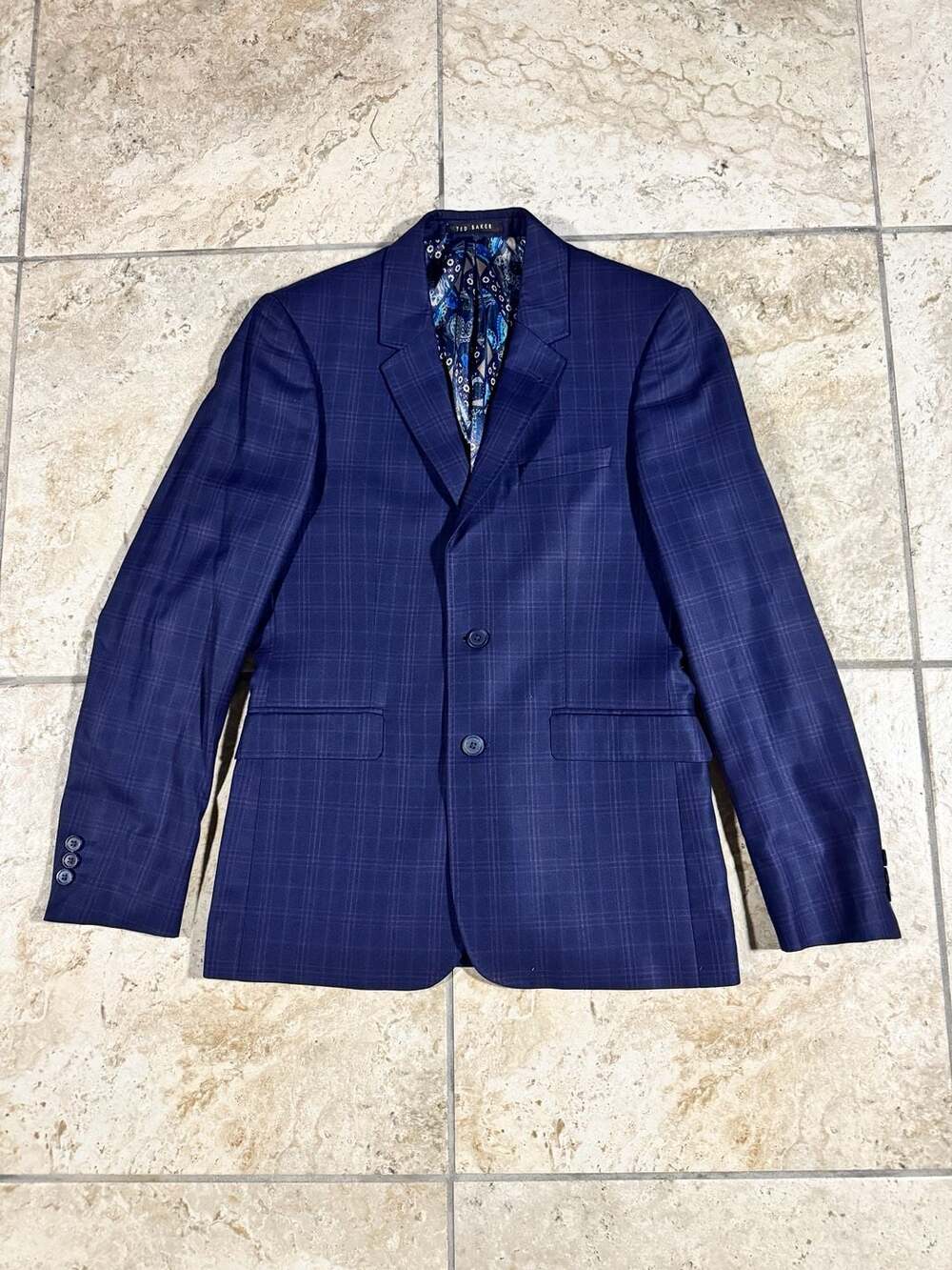 Ted Baker Modern Fit Blue Windowpane Blazer Jacket